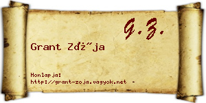 Grant Zója névjegykártya